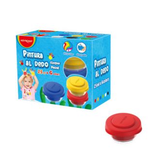 Farby do malowania palcami KEYROAD, plastikowe słoiczki 6 kolorów x 25 ml