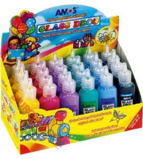 Farby witrażowe Amos, tubki 22ml x 24 sztuki, kartonowy display 6 kolorów