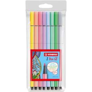 Flamastry Stabilo Pen 68 Pastel, pastelowe, zestaw w etui
 8 kolorów