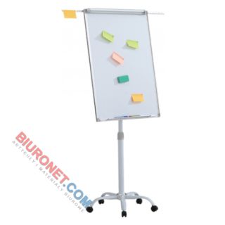 Flipchart mobilny Office Products, tablica suchościeralna magnetyczna 70x100 cm, z półką i wyciąganymi ramionami wysokość do 217 cm