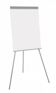 Flipchart na trójnogu Bi-Office, tablica suchościeralna, wymiary 70x100 cm, z półką 