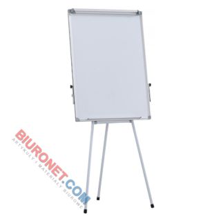 Flipchart na trójnogu Office Products, tablica suchościeralna magnetyczna 70x100 cm, z półką i wyciąganymi ramionami wysokość do 185 cm