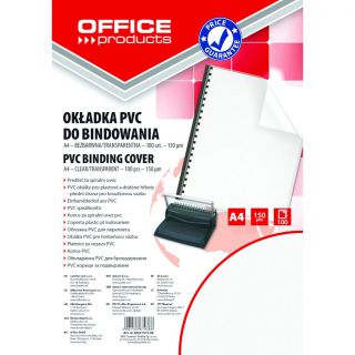 Folia do bindowania Office Products A4, bezbarwna okładka, 100 sztuk 150 mikronów