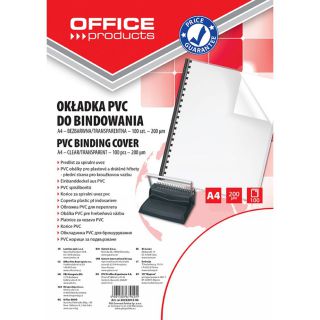 Folia do bindowania Office Products A4, bezbarwna okładka, 100 sztuk 200 mikronów