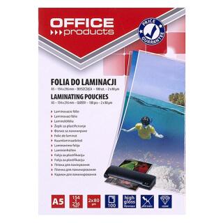 Folia do laminowania Office Products, A5, 100szt. 2 x 80 mikronów