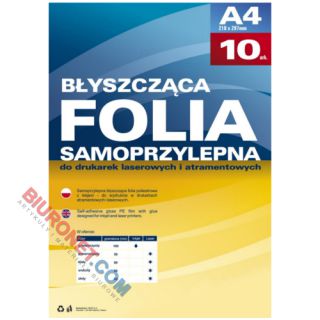 Folia samoprzylepna Argo A4, do drukarek laserowych, transparentna 10 arkuszy