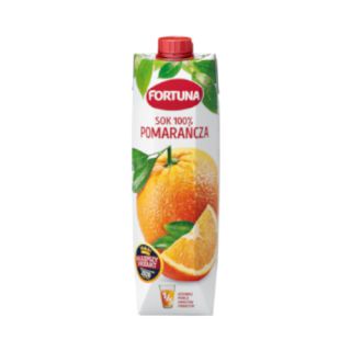 Fortuna Pomarańcza 1L, owocowy sok 100% w kartonie 1 sztuka