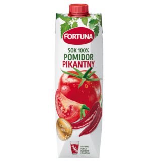 Fortuna Pomidor Pikantny 1L, warzywny sok 100% w kartonie 1 sztuka