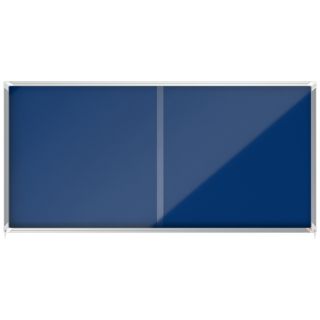 Gablota filcowa Nobo Premium Plus 27 x A4, zamykanana na klucz, w aluminiowej ramie, przesuwne szkło niebieska