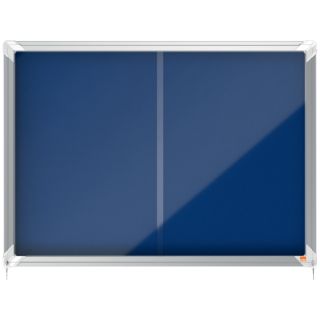 Gablota filcowa Nobo Premium Plus 8 x A4, zamykanana na klucz, w aluminiowej ramie, przesuwne szkło niebieska