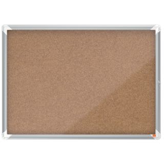 Gablota wewnętrzna Nobo Premium Plus, korkowa witryna na ogłoszenia w aluminiowej ramie, zamykanana na klucz 8 x A4