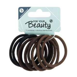 Gumki do włosów For Your Beauty Berna, brązowe i czarne 10 sztuk
