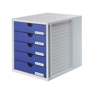 HAN System-Box, półki na dokumenty A4, plastikowy stojak szaro - niebieskie