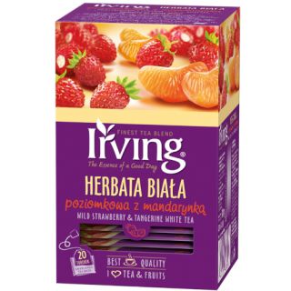 Herbata biała IRVING, aromatyzowa, 20 torebek w kopertach poziomka z mandarynką