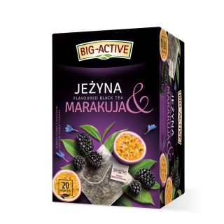 Herbata czarna Big-Active Jeżyna & Marakuja, z dodatkiem owoców, aromatyzowana, torebki w kopertach 20 torebek