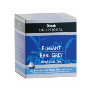 Herbata czarna Dilamh Exceptional Elegant Earl Grey, aromatyzowana, torebki piramidki ze sznureczkami 20 torebek