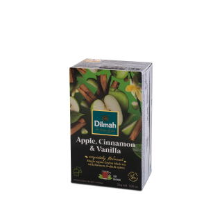 Herbata czarna Dilmah Flavoured Ceylon Black Tea 20 torebek, aromatyzowana, ze sznureczkami jabłko, cynamon i wanilia