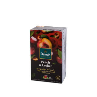 Herbata czarna Dilmah Flavoured Ceylon Black Tea 20 torebek, aromatyzowana, ze sznureczkami brzoskwinia i lychee