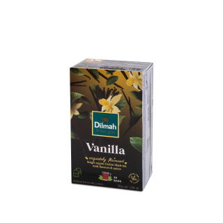Herbata czarna Dilmah Flavoured Ceylon Black Tea 20 torebek, aromatyzowana, ze sznureczkami wanilia