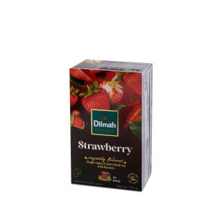 Herbata czarna Dilmah Flavoured Ceylon Black Tea 20 torebek, aromatyzowana, ze sznureczkami truskawka