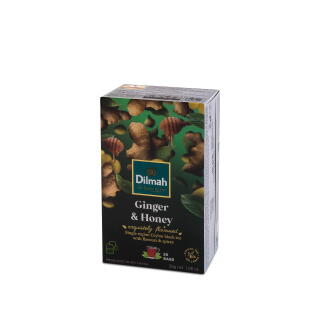 Herbata czarna Dilmah Flavoured Ceylon Black Tea 20 torebek, aromatyzowana, ze sznureczkami imbir i miód