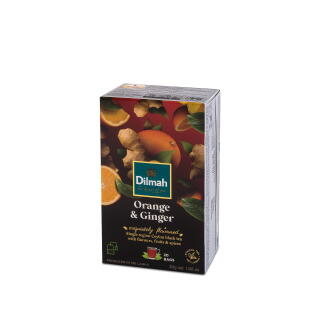 Herbata czarna Dilmah Flavoured Ceylon Black Tea 20 torebek, aromatyzowana, ze sznureczkami pomarańcz i imbir