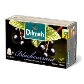 Herbata czarna Dilmah Flavoured Ceylon Tea, aromatyzowana, 20 torebek ze sznureczkami czarna porzeczka