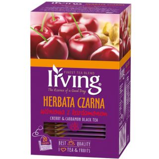 Herbata czarna IRVING, aromatyzowa, 20 torebek w kopertach wiśnia z kardamonem