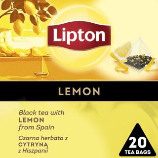 Herbata czarna Lipton Discovery Collection z Cytryną z Hiszpanii, aromatyzowana, torebki piramidki 20 torebek