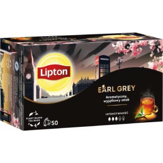 Herbata czarna Lipton Earl Grey, aromatyzowana, ekspresowa, torebki ze sznureczkami 50 torebek