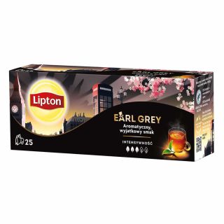 Herbata czarna Lipton Earl Grey, aromatyzowana, ekspresowa, torebki ze sznureczkami 25 torebek