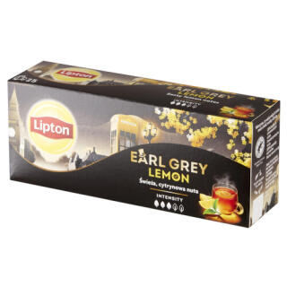 Herbata czarna Lipton Earl Grey Lemon, aromatyzowana, torebki ze sznureczkami 25 torebek