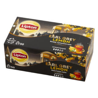 Herbata czarna Lipton Earl Grey Lemon, aromatyzowana, torebki ze sznureczkami 50 torebek
