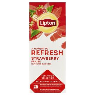 Herbata czarna Lipton Feel Good Selection Refresh Strawberry, aromatyzowana, torebki w kopertach 25 kopert