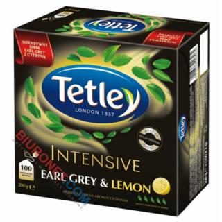 Herbata czarna Tetley Intensive Earl Grey & Lemon, aromatyzowana, torebki ze sznureczkami 100 torebek