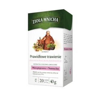 Herbata funkcyjna Zioła Mnicha Prawidłowe Trawienie, polecane na pracę układu pokarmowego 20 torebek