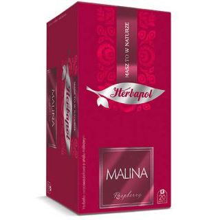 Herbata owocowa Herbapol Premium Malina, torebki w kopertach 20 kopert