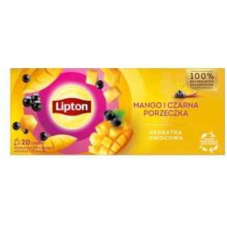 Herbata owocowa Lipton, aromatyzowana, 20 torebek mango i czarna porzeczka