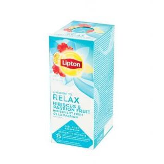 Herbata owocowa Lipton Feel Good Selection Relax, 25 torebek w kopertach hibiskus i marakuja