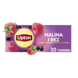 Herbata owocowa Lipton Malina i Bez, torebki ze sznureczkami 20 torebek