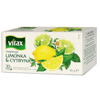 Herbata owocowa Vitax Inspiracje Limonka & Cytryna, torebki ze sznureczkami 20 torebek