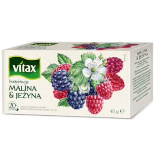 Herbata owocowa Vitax Inspiracje Malina & Jeżyna, torebki ze sznureczkami 20 torebek