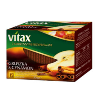 Herbata owocowa Vitax z Korzennymi Przyprawami Korzennymi Gruszka & Cynamon, torebki w kopertach 15 kopert