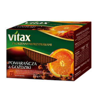 Herbata owocowa Vitax z Korzennymi Przyprawami Korzennymi Pomarańcza & Goździki, torebki w kopertach 15 kopert