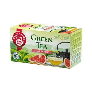 Herbata Teekanne Green Tea, zielona, 20 torebek w kopertach grapefruit