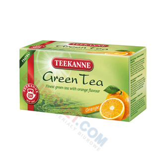 Herbata Teekanne Green Tea, zielona, 20 torebek w kopertach z pomarańczą