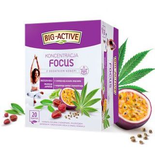 Herbata zielona Big-Active Koncentracja Konop & Focus aromatyzowana, ekspresowa fokus z konopią i miłóżębem