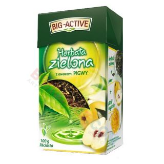 Herbata zielona Big-Active, liściasta aromatyzowana, 100g pigwa