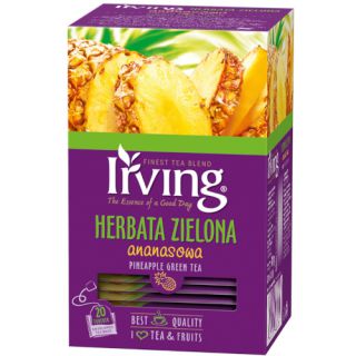 Herbata zielona IRVING Ananasowa, aromatyzowa, torebki w kopertach 20 kopert