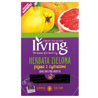 Herbata zielona IRVING, aromatyzowa, 20 torebek w kopertach pigwa z cytrusami